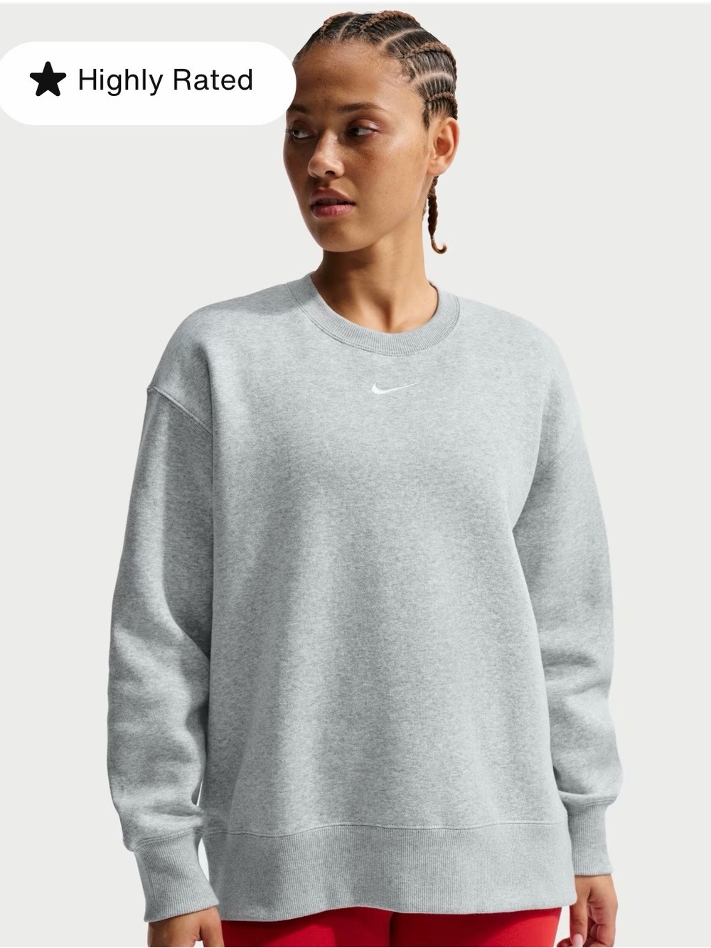 Nike Women's Phoenix Fleece Oversized Crewneck Sweatshirt - Light Gray